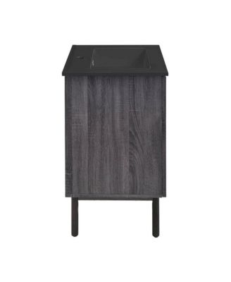 Wood 18" Freestanding Bathroom Vanity with Black Sink Top