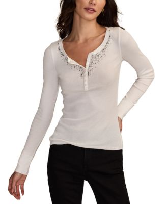 Lucky Brand - Women's Embellished Long-Sleeve Henley Top