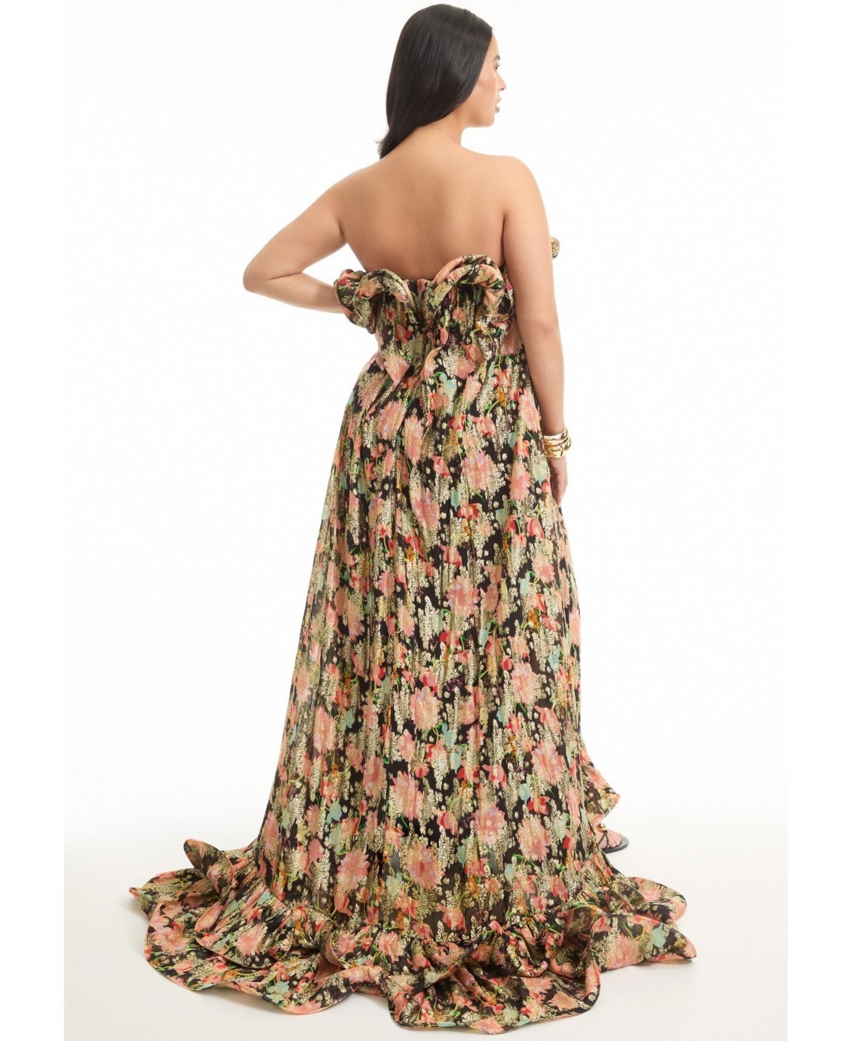 June + Vie Women's June + Vie Ruffled Metallic Maxi Dress