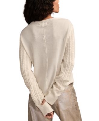 Women's Textured Long-Sleeve Henley Top