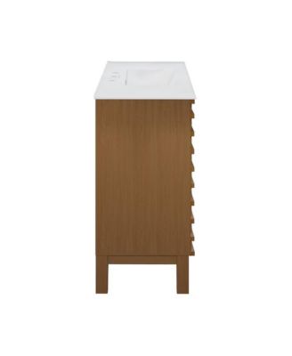 Cascade 36 in. Brown oak Bathroom Vanity With White, 3-Hole Ceramic Sink Top