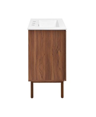 24" Freestanding Bathroom Vanity in Brown Oak with 3-Hole Centerset Sink Top
