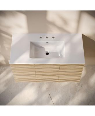 36" Wall-Mounted 3-Hole Widespread Sink Top Bathroom Vanity