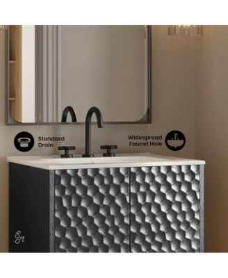 24" Freestanding Bathroom Vanity in Black Oak with 3-Hole Centerset Sink Top