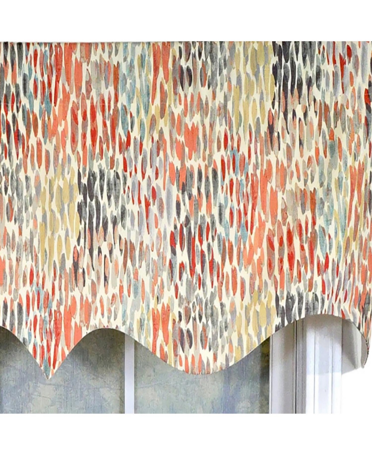 Rlf Home 100% Cotton Dazzle Regal With Poly/Cotton Ivory lining Rod Pocket Valance 50" x 17" Gray