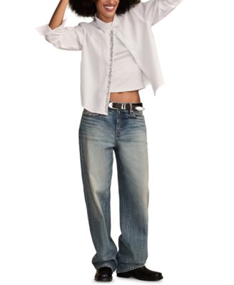 Women's Bejeweled Button-Up Shirt