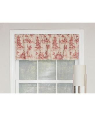 Naomi Toile Tailored 100% Cotton with Fully Lined 3" Rod Pocket Valnance for Windows 50" x 14" Red