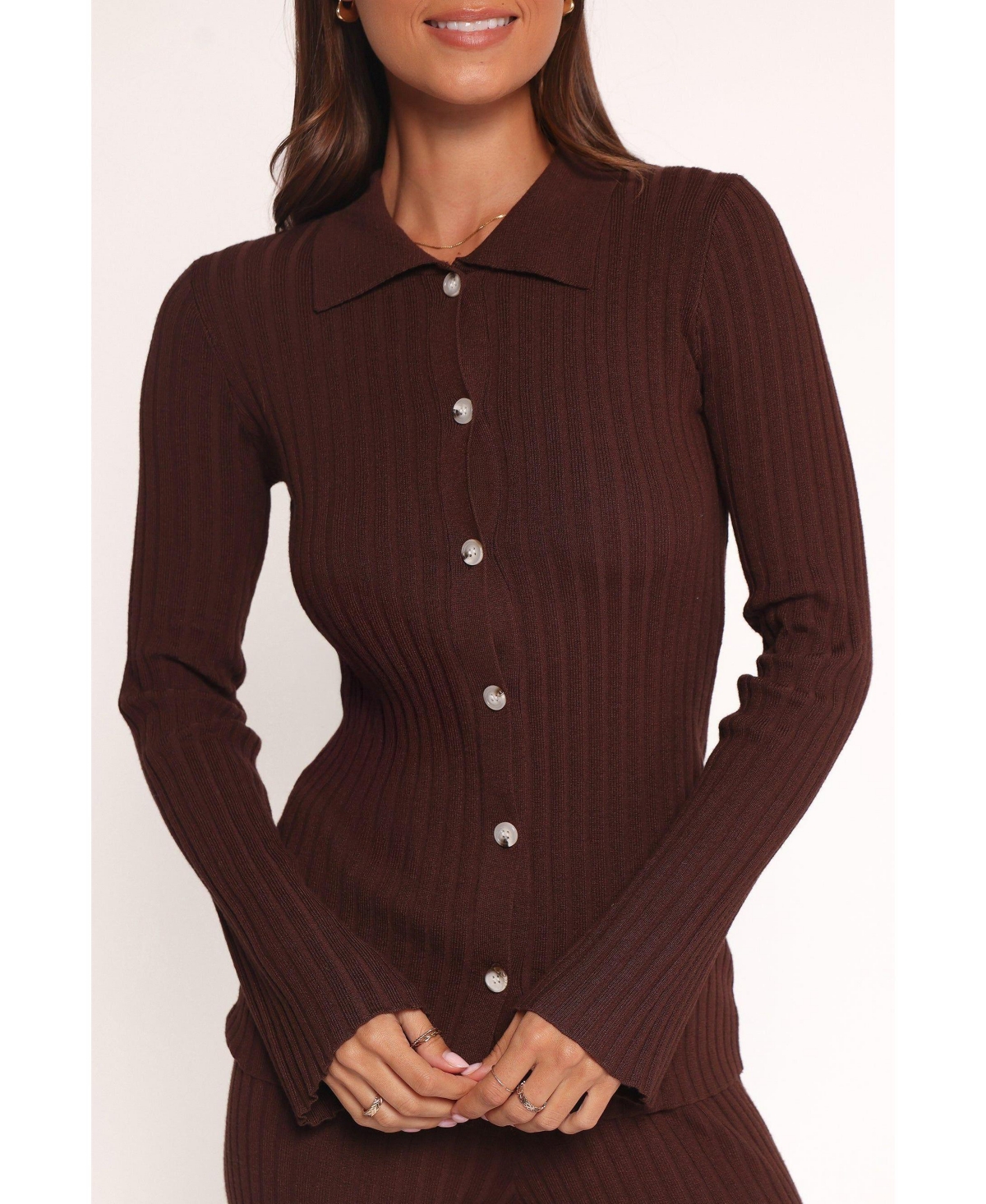 Petal and Pup Women's Aylia Ribbed Knit Set - Chocolate