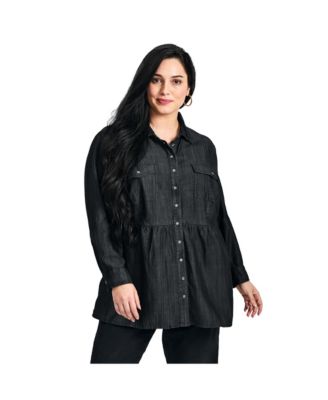 Women's Plus Size Denim Tiered Shirt