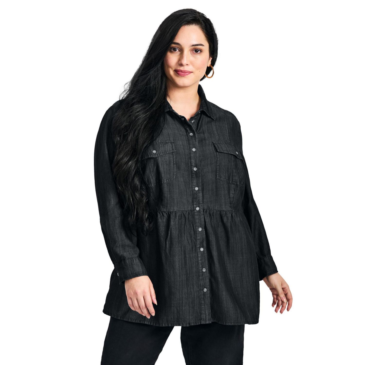 Women's Plus Size Denim Tiered Shirt