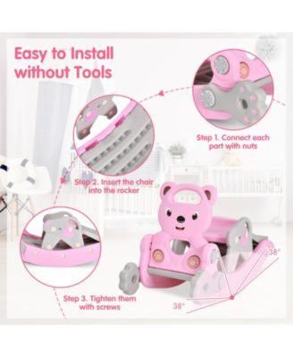 4-in-1 Toddler Slide and Rocking Horse Playset with Basketball Hoop