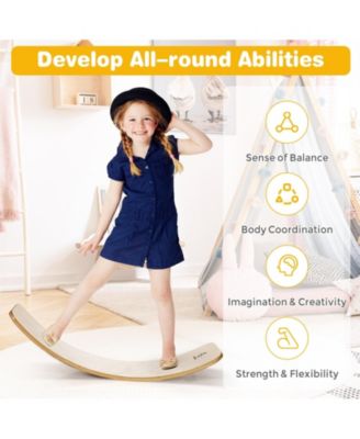 35 Inch Wooden Balance Board for Kids and Adults Support 660 Lbs