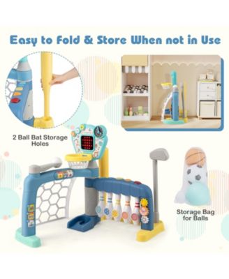 5 in 1 Toddler Sports Toy with Adjustable Basketball Hoop for Baby Boys Girls 18 Months+