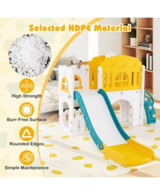 9-in-1 Toddler Slide L-Shaped with Basketball Hoop and Steering Wheel