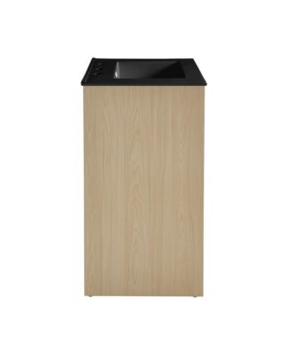 Virage 24 in. Brown Oak Bathroom Vanity With Black, 3-Hole Ceramic Sink Top