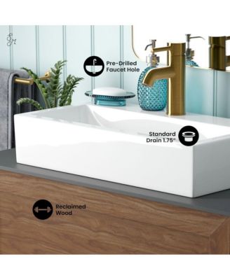 36" Reclaimed Wood Vanity, Walnut, Slate Countertop and Single Hole Vessel Sink