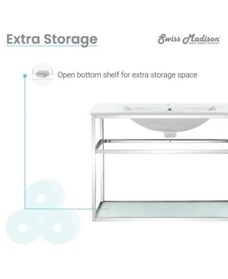 Pierre 30 Single, Open Shelf, Chrome Metal Frame Bathroom Vanity