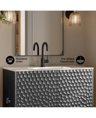 36" Freestanding Bathroom Vanity in Black Oak with Sink Top