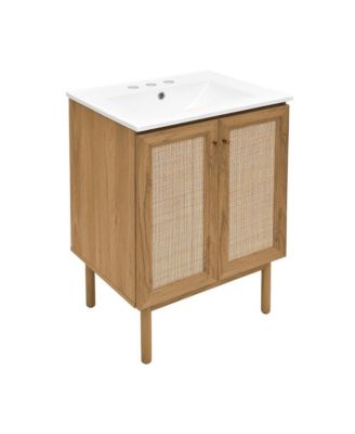24" Freestanding Bathroom Vanity in Golden Oak with 3-Hole Centerset Sink Top