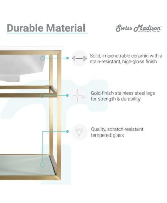 Pierre 30 Single, Open Shelf, Gold Metal Frame Bathroom Vanity