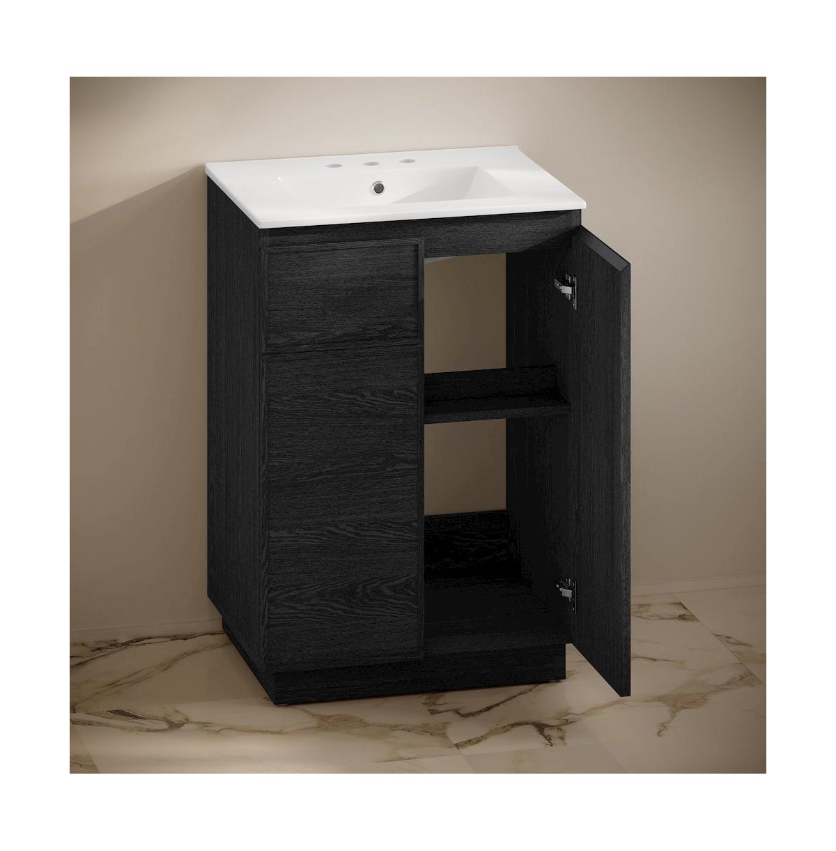 Swiss Madison 24" Freestanding Bathroom Vanity in Black Oak with 3-Hole Widespread Sink Top