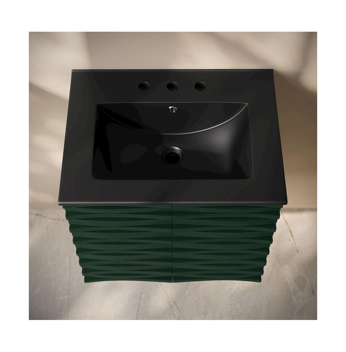 Swiss Madison 24" Wall-Mounted Bathroom Vanity in Green Oak