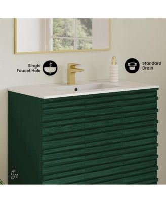 Cascade 36" Freestanding Bathroom Vanity in Green Oak with Sink Top