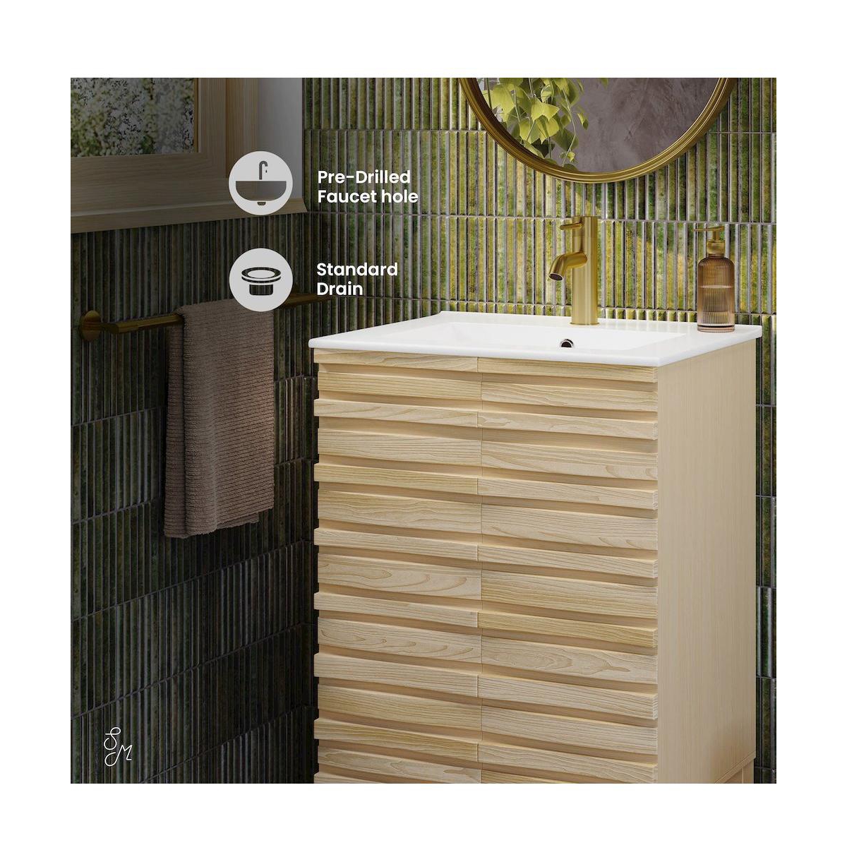 Swiss Madison Cascade 24" Bathroom Vanity in Natural Oak