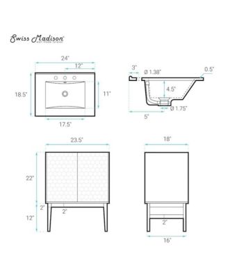 24" Freestanding Bathroom Vanity in Natural Oak, Black 3-Hole Centerset Sink Top