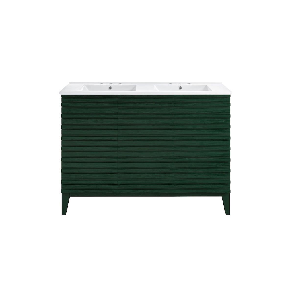 Swiss Madison 48" Freestanding Bathroom Vanity, 3-Hole Widespread Double Basin Sink Top