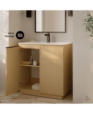 St. Tropez 36" Freestanding Bathroom Vanity in Natural Oak with Sink Top