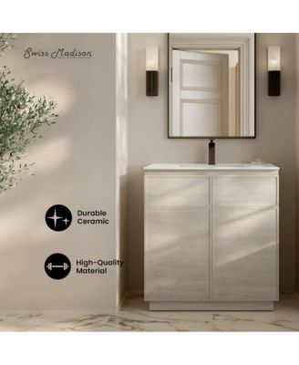 St. Tropez 36" Freestanding Bathroom Vanity in White Oak with Sink Top