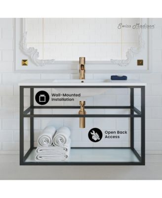 Pierre 36 Single, Metal Frame, Open Shelf, Bathroom Vanity
