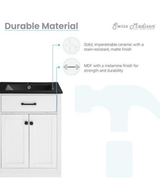 Burdon 24 in. Brown Bathroom Vanity With Black Ceramic Sink Top