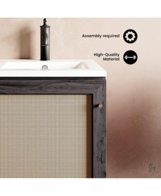 Classe 18" Freestanding Bathroom Vanity in Black Oak with Sink Top