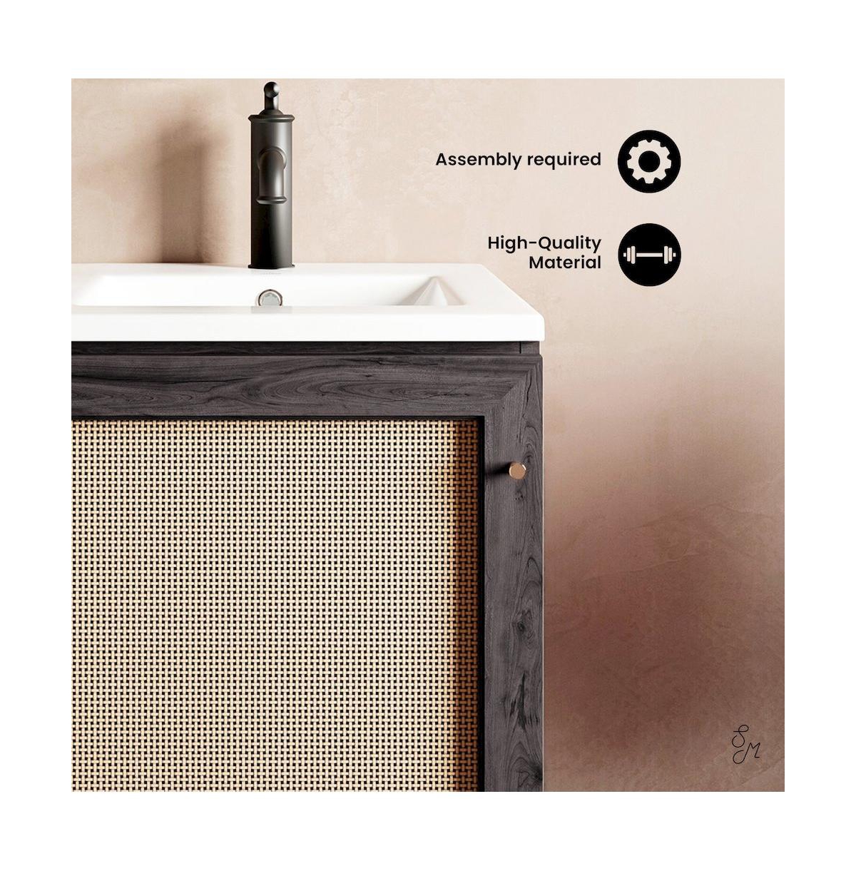 Swiss Madison Classe 18" Freestanding Bathroom Vanity in Black Oak with Sink Top