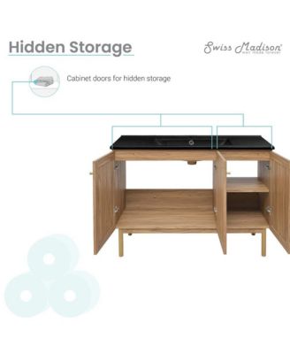 Classe 48" Freestanding Bathroom Vanity in Golden Oak with Black Sink Top