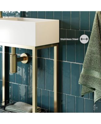 Pierre 19.5 Single, Freestanding, Open Shelf, Gold Metal Frame Bathroom Vanity