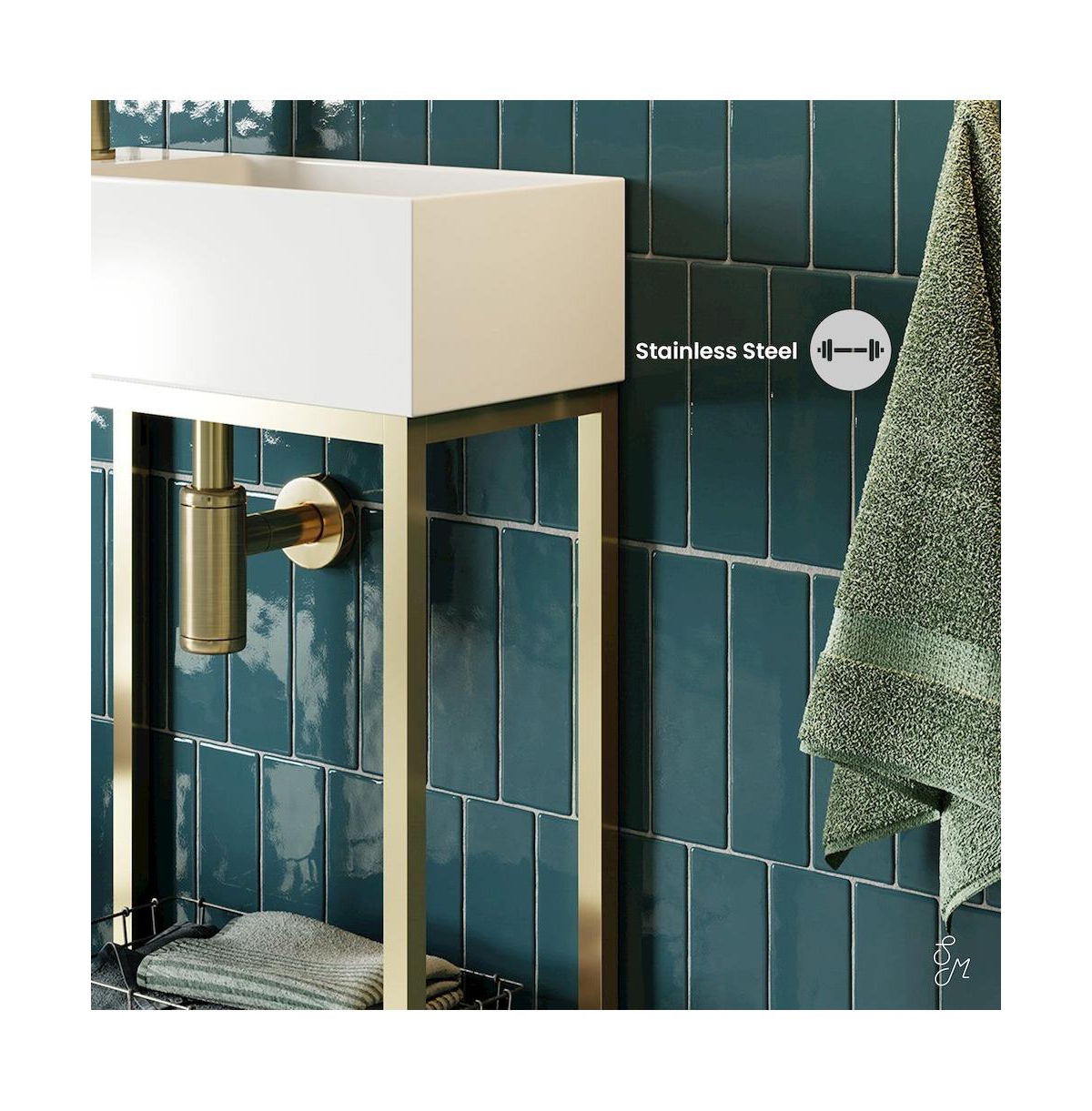 Swiss Madison Pierre 19.5 Single, Freestanding, Open Shelf, Gold Metal Frame Bathroom Vanity