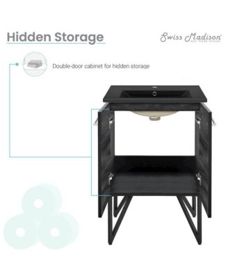 Annecy 24 in. Black Walnut Bathroom Vanity With Black Ceramic Sink Top