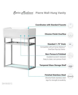 Pierre 19.5 Single, Open Shelf, Chrome Metal Frame Bathroom Vanity