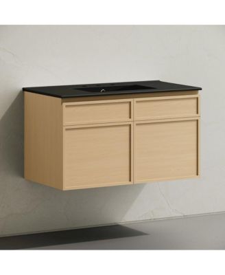 36" Wall-Mounted Bathroom Vanity, 3-Hole Widespread Sink Top