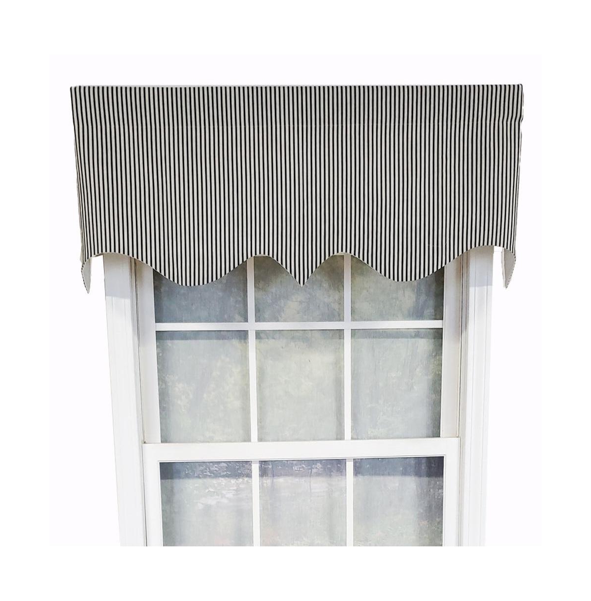 Rlf Home Luxurious Modern Design Classic Mg-Ticking Stripe Regal Style Window Valance 50" x 17" Blue