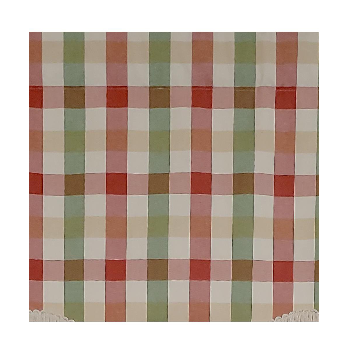 Rlf Home Bison Check Trimmed Provance 3" Rod Pocket Lining Luxurious and Elegant Window Treatment Valance 50" x 15" Multi