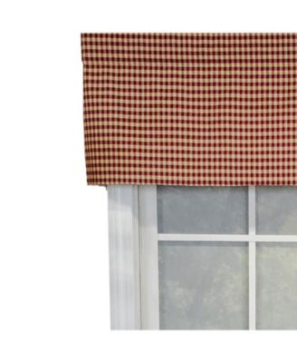 Rusty Check Tailored 100% Cotton with Fully Lined 3" Rod Pocket Valnance for Windows 50" x 14" Red