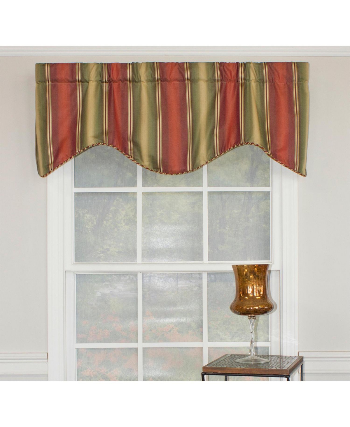 Rlf Home Meri Weather Corded Cornice 100% Cotton with Fully Lined 3" Rod Pocket Valnance for Windows 50" x 17" Garden