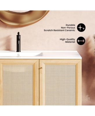 Classe 48" Wall-Mounted Bathroom Vanity in Natural Oak
