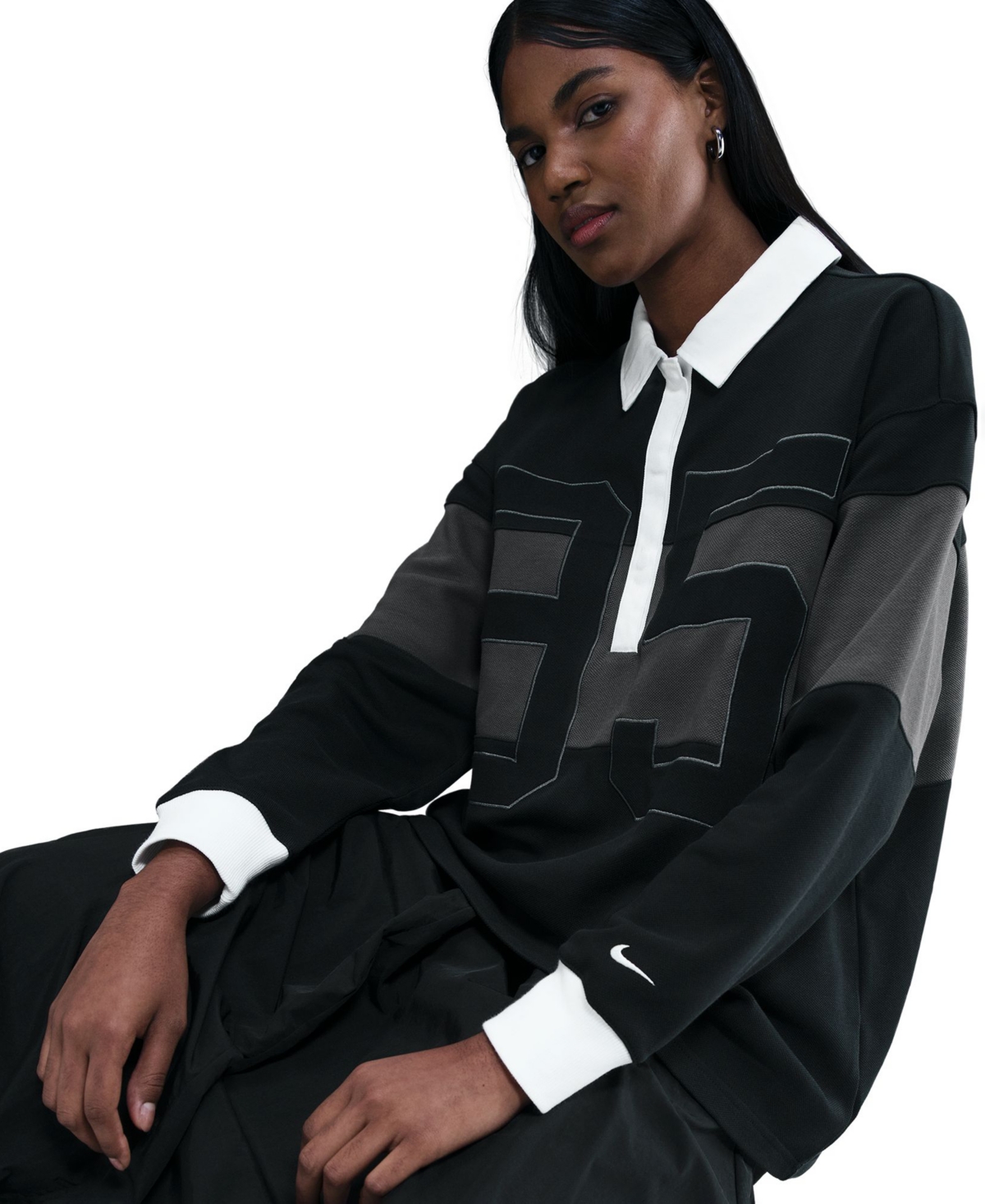 Nike Women's Sportswear Long-Sleeve Graphic Polo Top