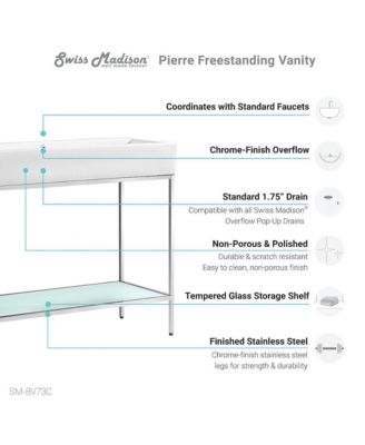 Pierre 40 Single, Freestanding, Open Shelf, Chrome Metal Frame Bathroom Vanity