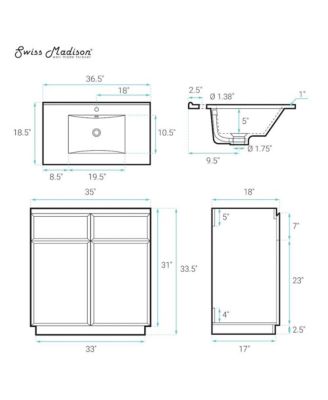 St. Tropez 36" Freestanding Bathroom Vanity in Black Oak with Sink Top